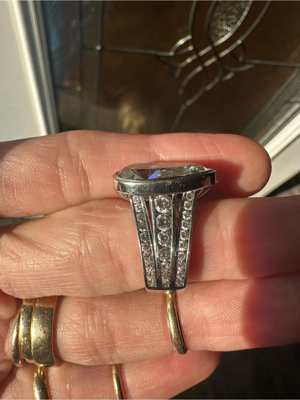 10k white gold Lab grown diamond ring all stones are lab this ring is beautiful!
